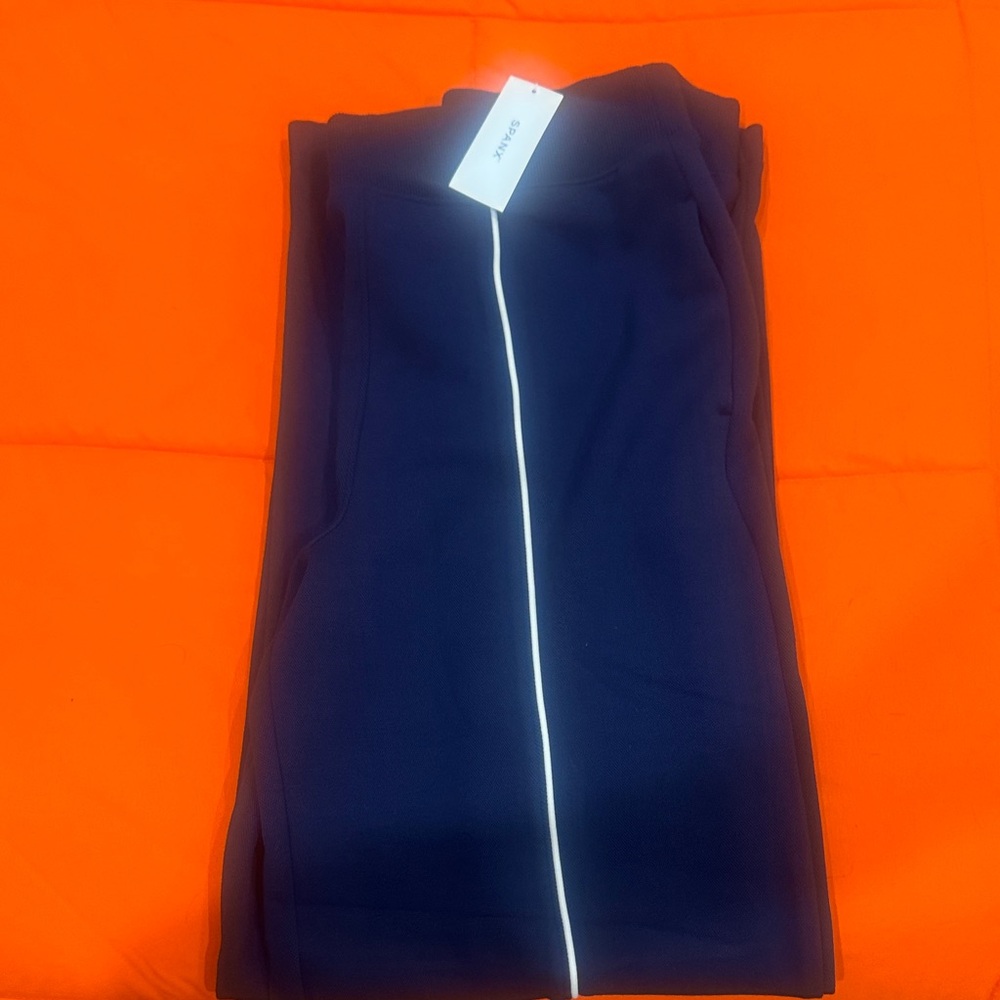 SPANX Navy Blue Pants with White Stripe